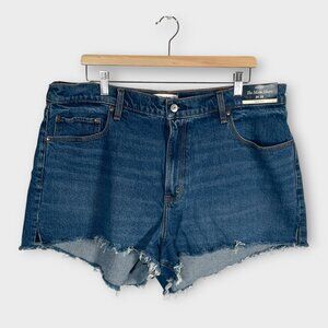 Abercrombie & Fitch size High Rise Mom Short Denim 34 / 18 Raw Hem NEW